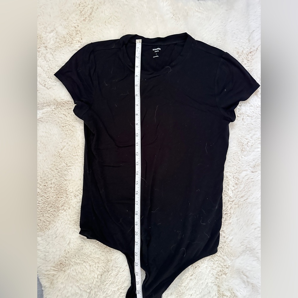 EXPRESS fitted tee bodysuit, black, size large